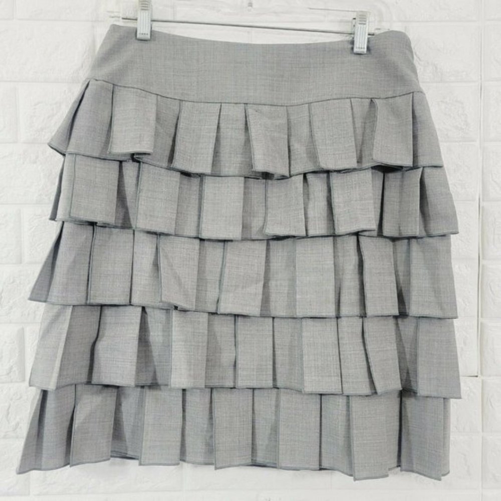 Etcetera Women's Mini Skirt Pleated Front Side Zip Solid Grey Size 10